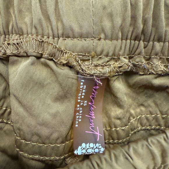 Free People Pants XS Mustard Parachute Cargo Pull On Nylon Wide Leg Baggy Loose - Picture 7 of 11